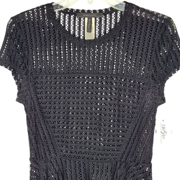 BCBGMaxazria Striped Lace Asymmetrical Hem Top Size S - Picture 3 of 9